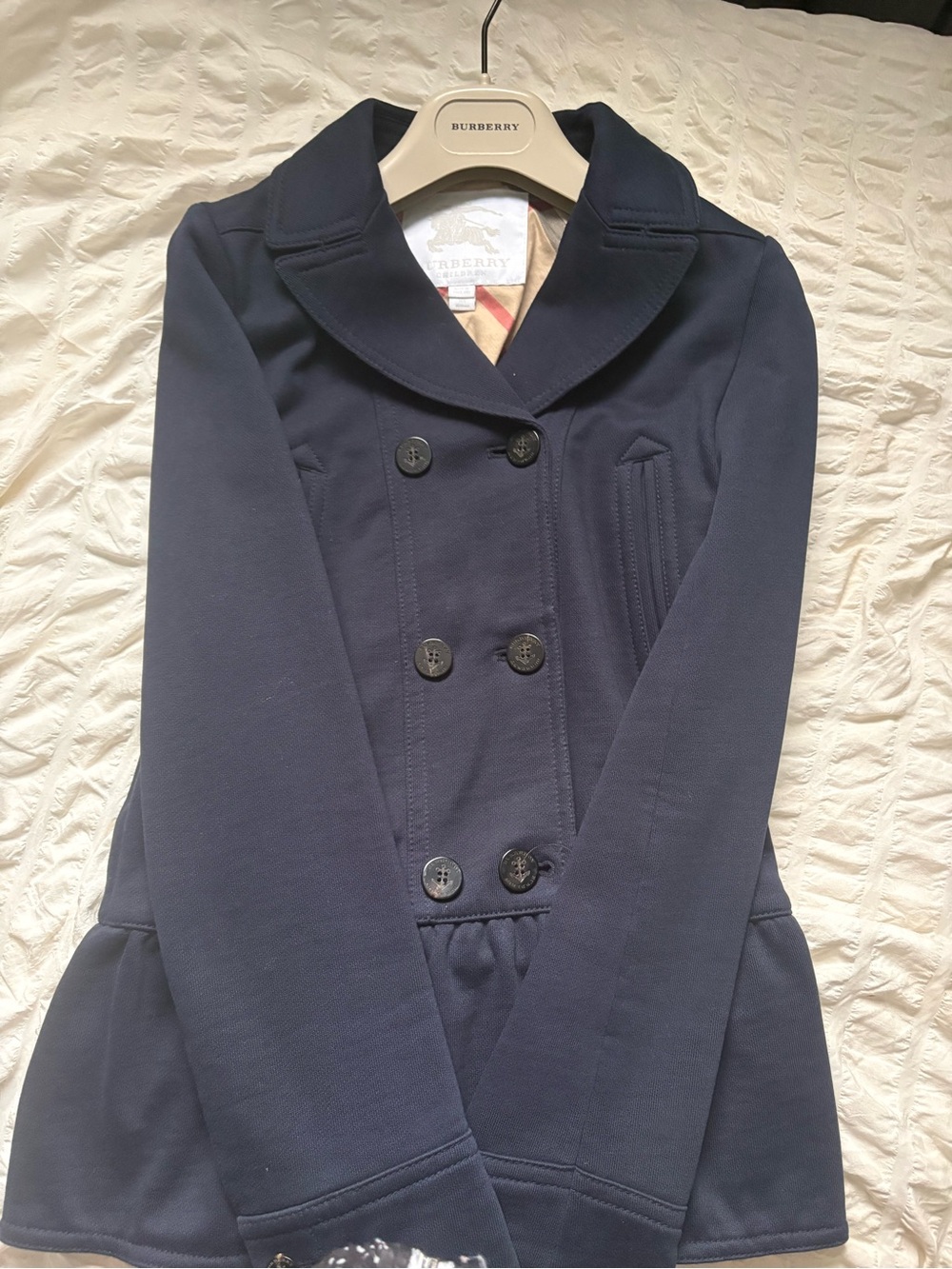 Vintage Burberry Navy Double-Breasted Women's Pea Coat